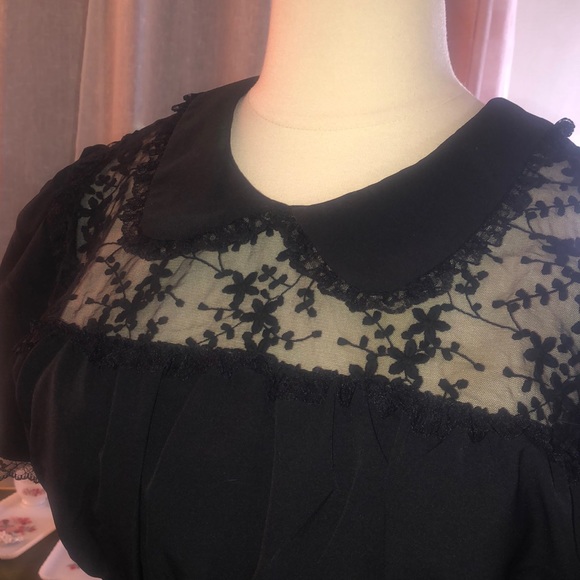 Beautiful black vintage reproduction dress- 40’s 50’s style- lace detailing- 3X - Picture 5 of 10